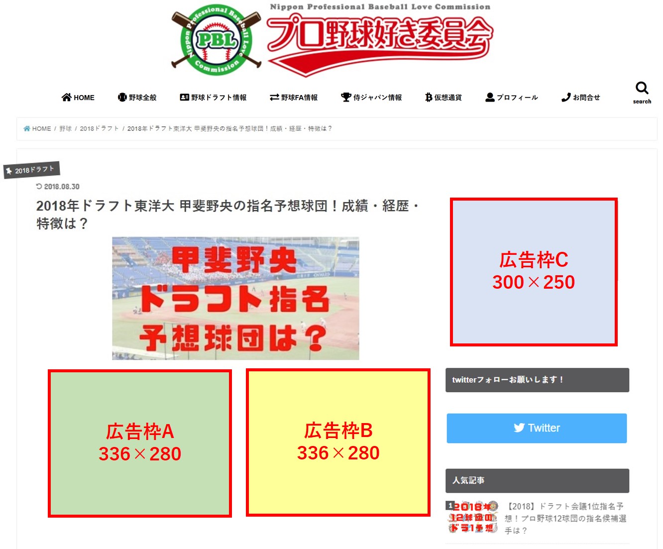 野球 スポーツ 仮想通貨 広告位置